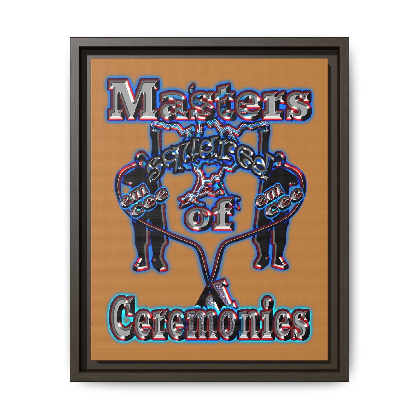 em cee squared - framed canvas art (light brown)