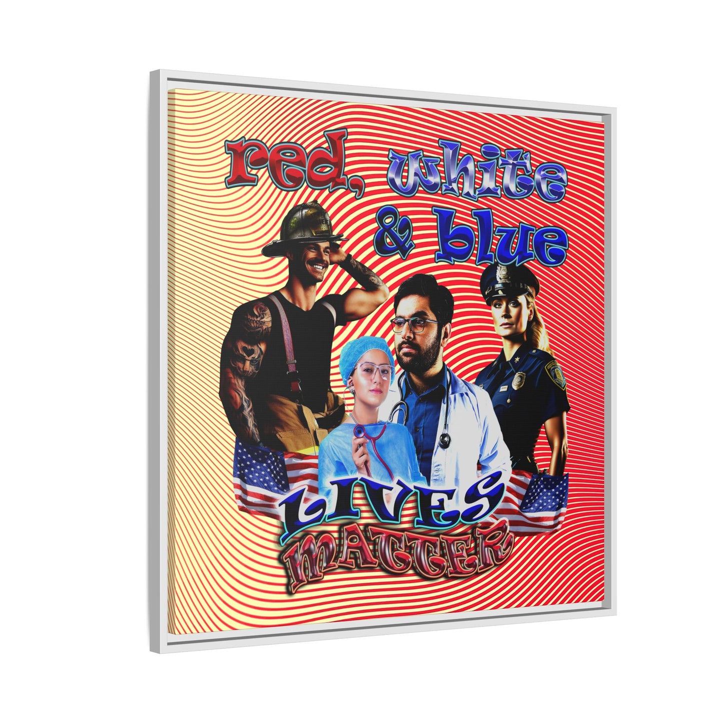 rw&b lives matter - framed canvas art (yellow-orange wave)