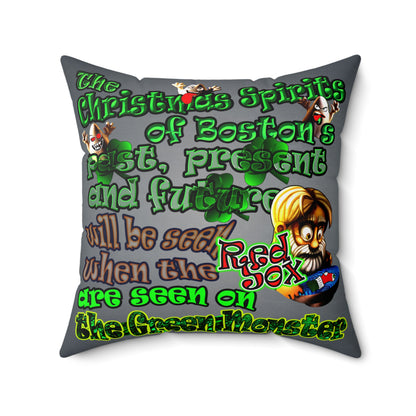 christmas spirits of boston - Spun Polyester Square Pillow - (grey-light grey)
