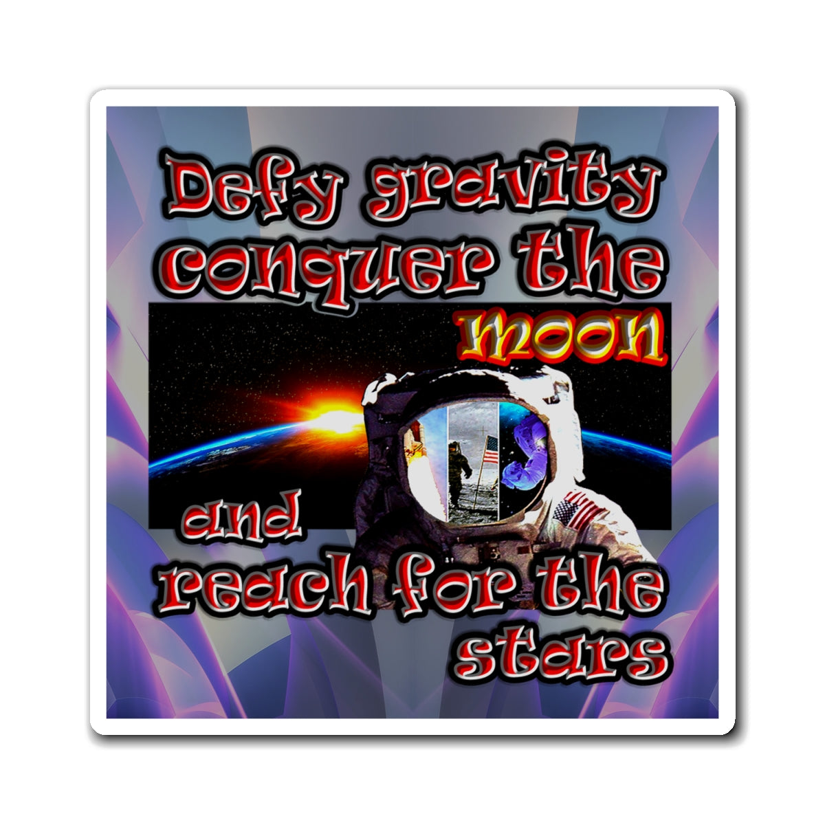 defy conquer reach - Magnets - (grey-pink wave)