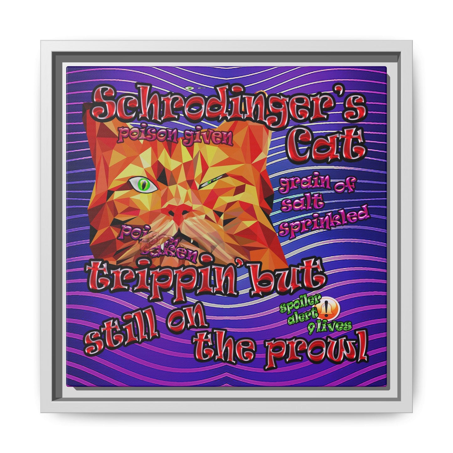 schrodinger's cat - framed canvas art (purple wave)