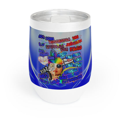 drop the beat - Chill Wine Tumbler  (blue-white wave)