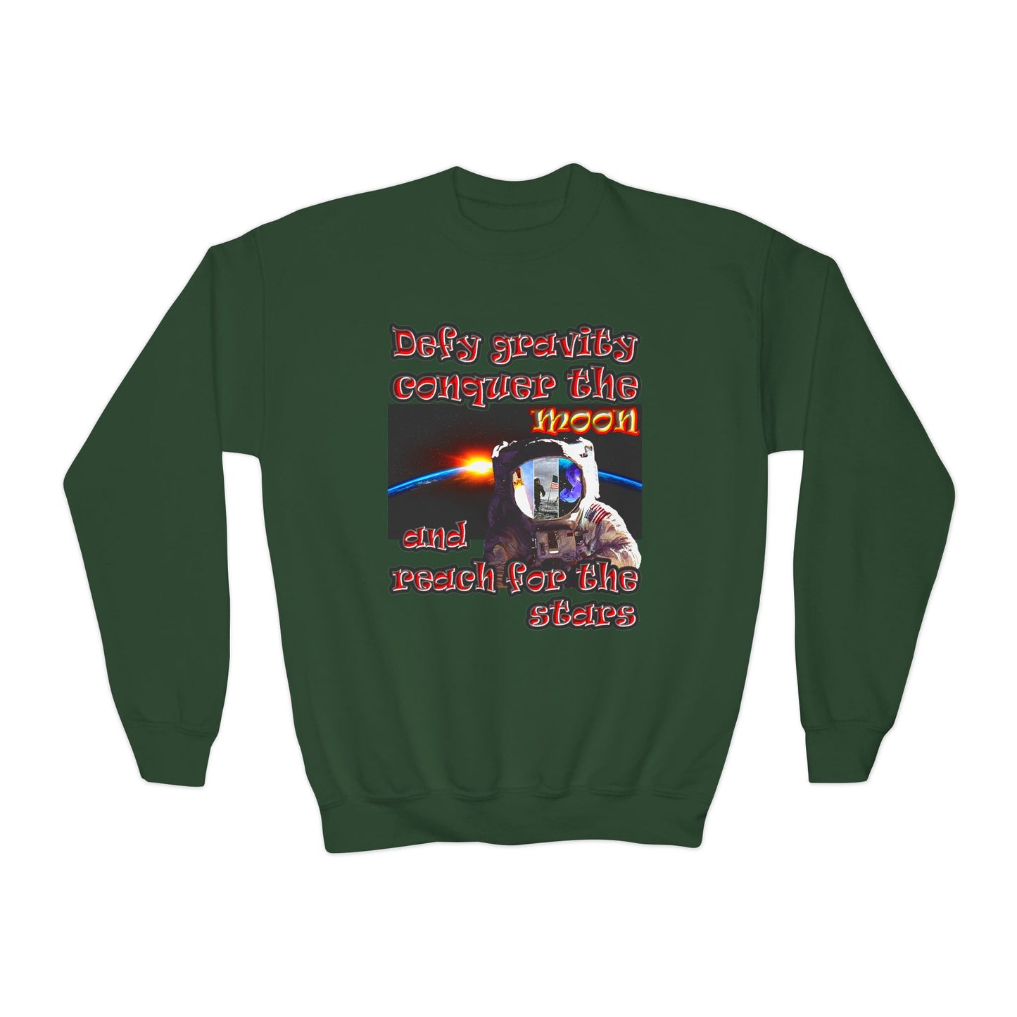defy conquer reach - Youth Crewneck Sweatshirt