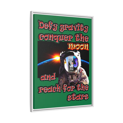 defy conquer reach - framed canvas art (dark green)