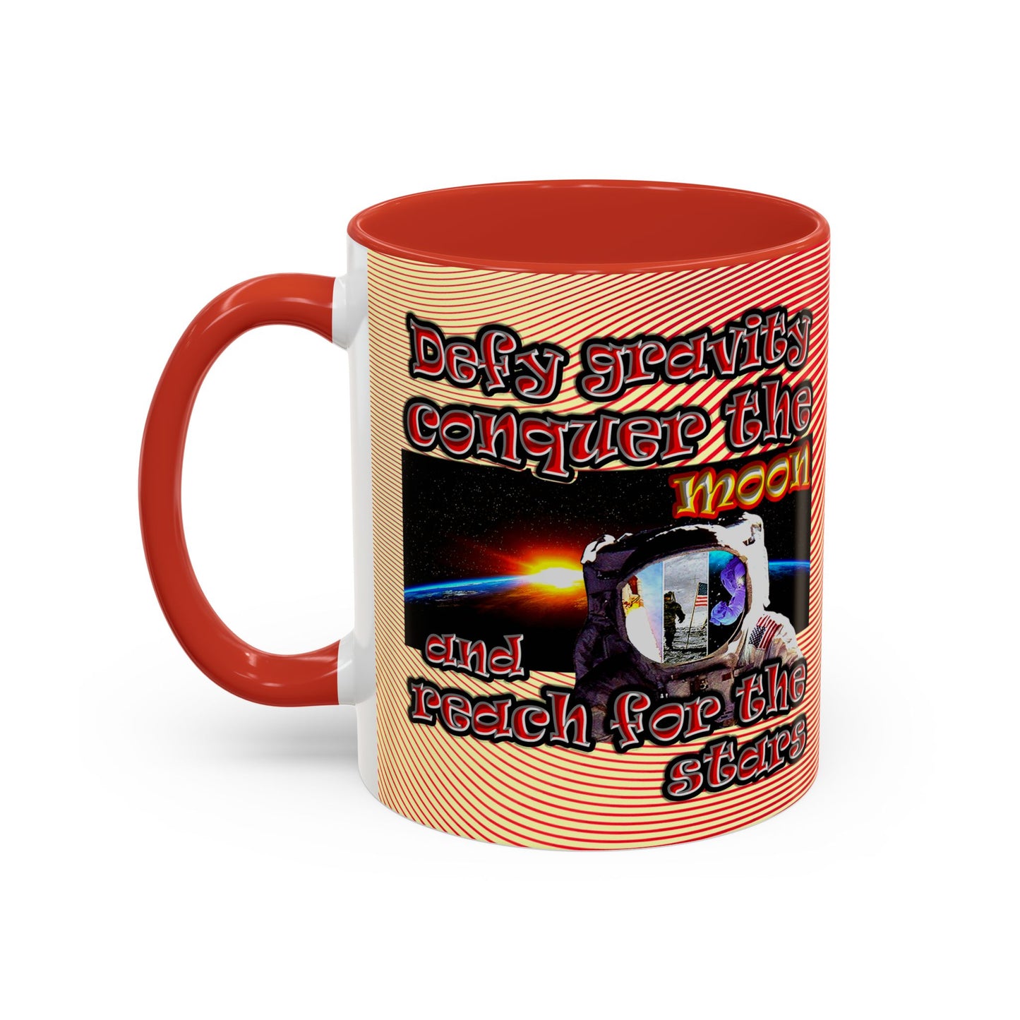 defy conquer reach - Accent Mug (yellow-orange wave)