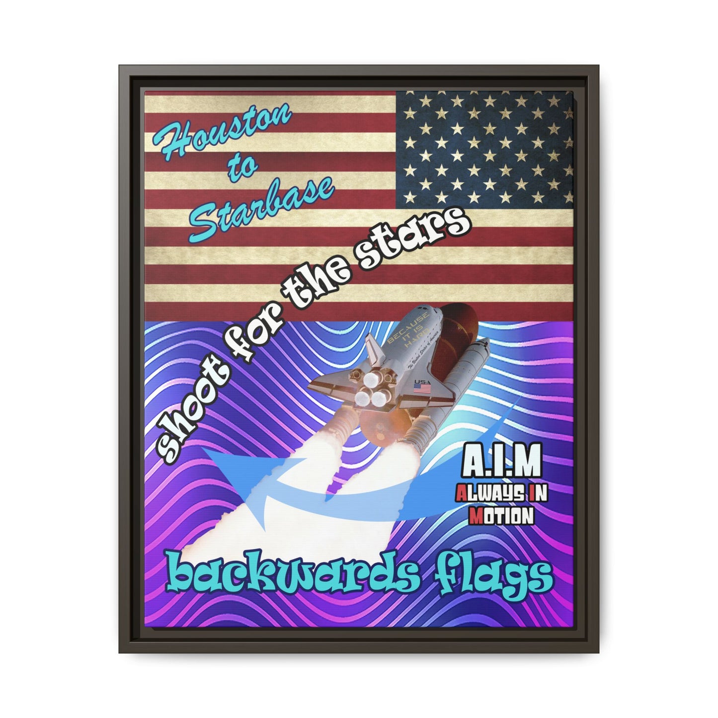 shoot for the stars - framed canvas art (purple wave)