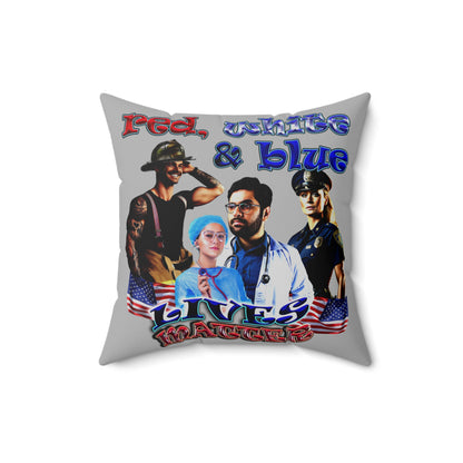 rw&b lives matter - Spun Polyester Square Pillow - (light grey)