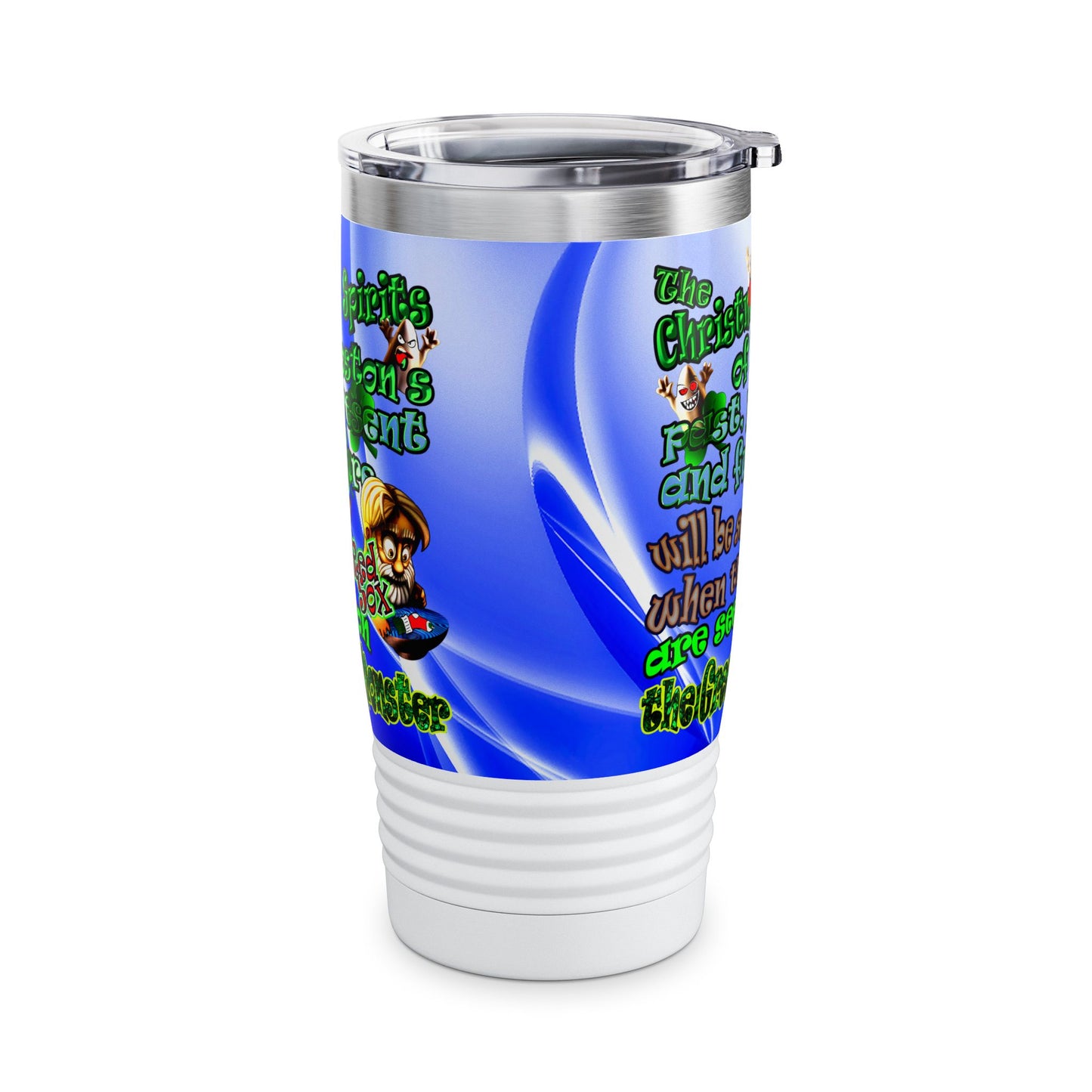 christmas spirits of boston - Ringneck Tumbler, 20oz (blue-white wave)