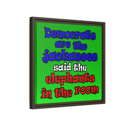 donkeys and elephants - framed canvas art (logo green)