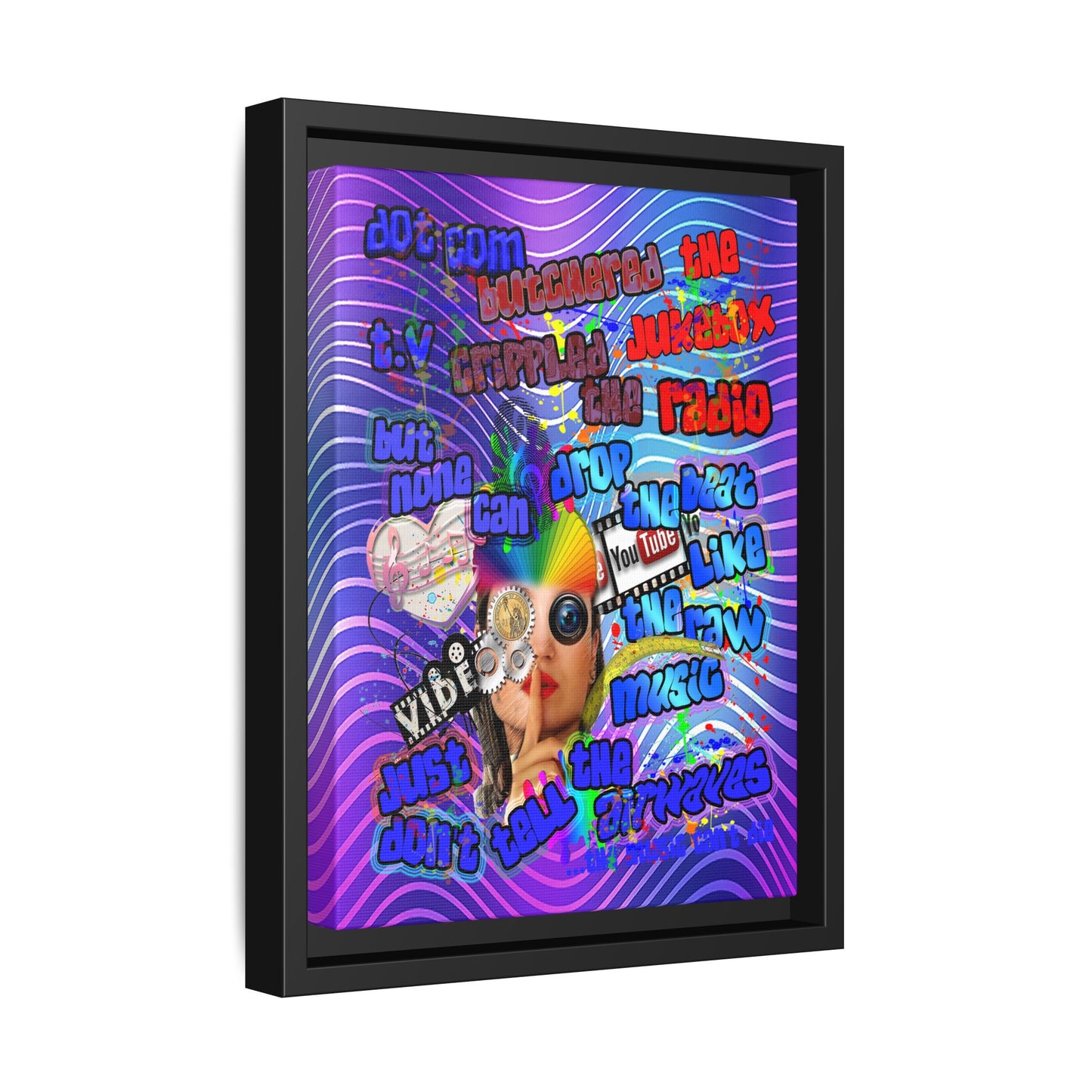drop the beat - framed canvas art (purple wave)