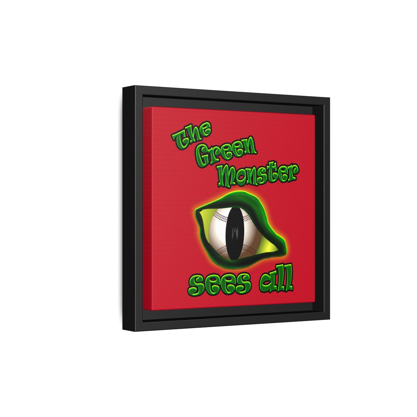 green monster - framed canvas art (dark red)