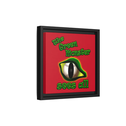 green monster - framed canvas art (dark red)