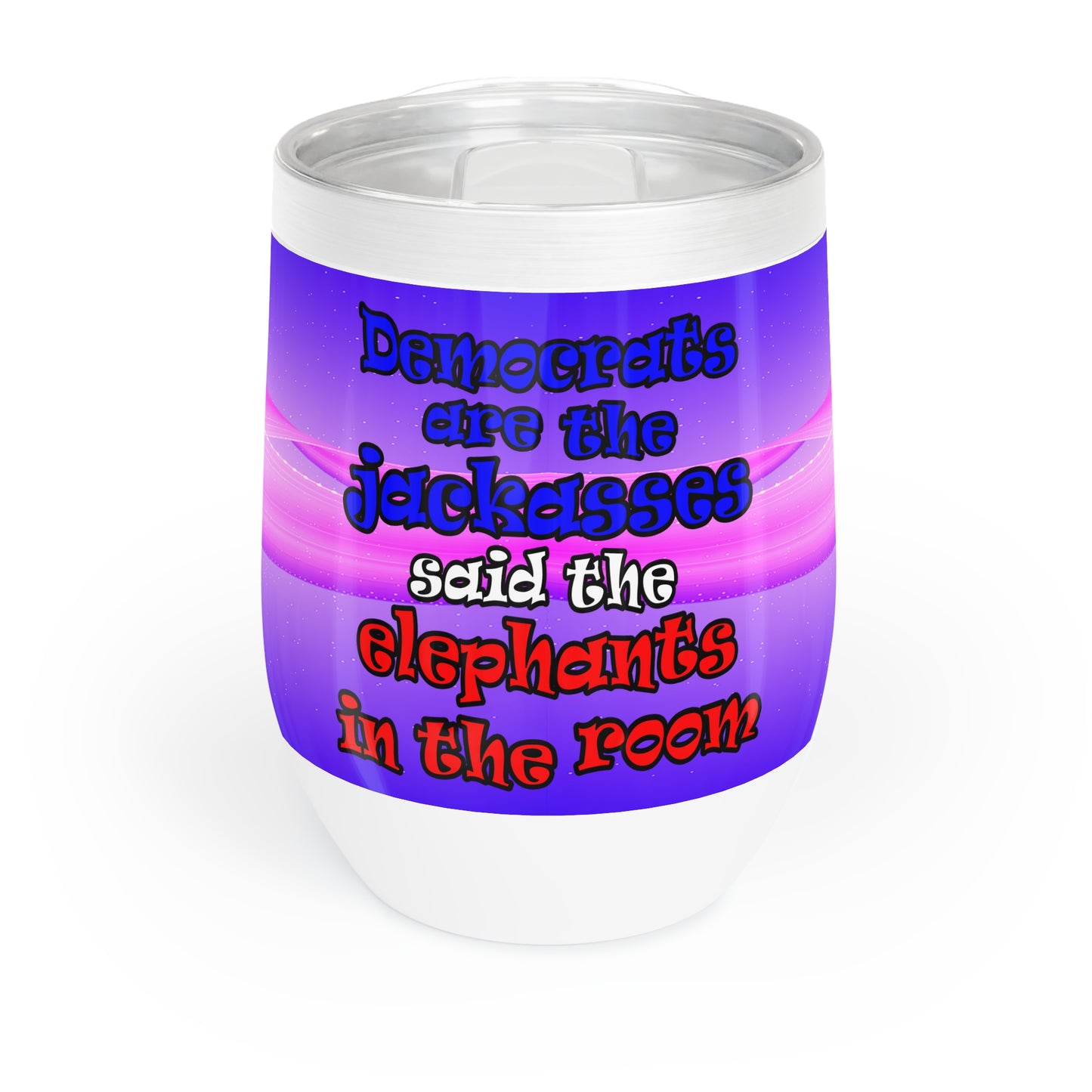 donkeys and elephants - Chill Wine Tumbler (purple-pink wave)
