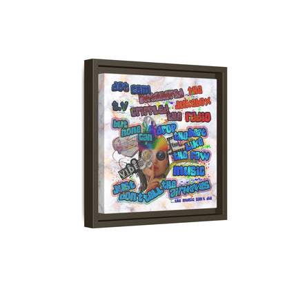 drop the beat - framed canvas art (white marble)