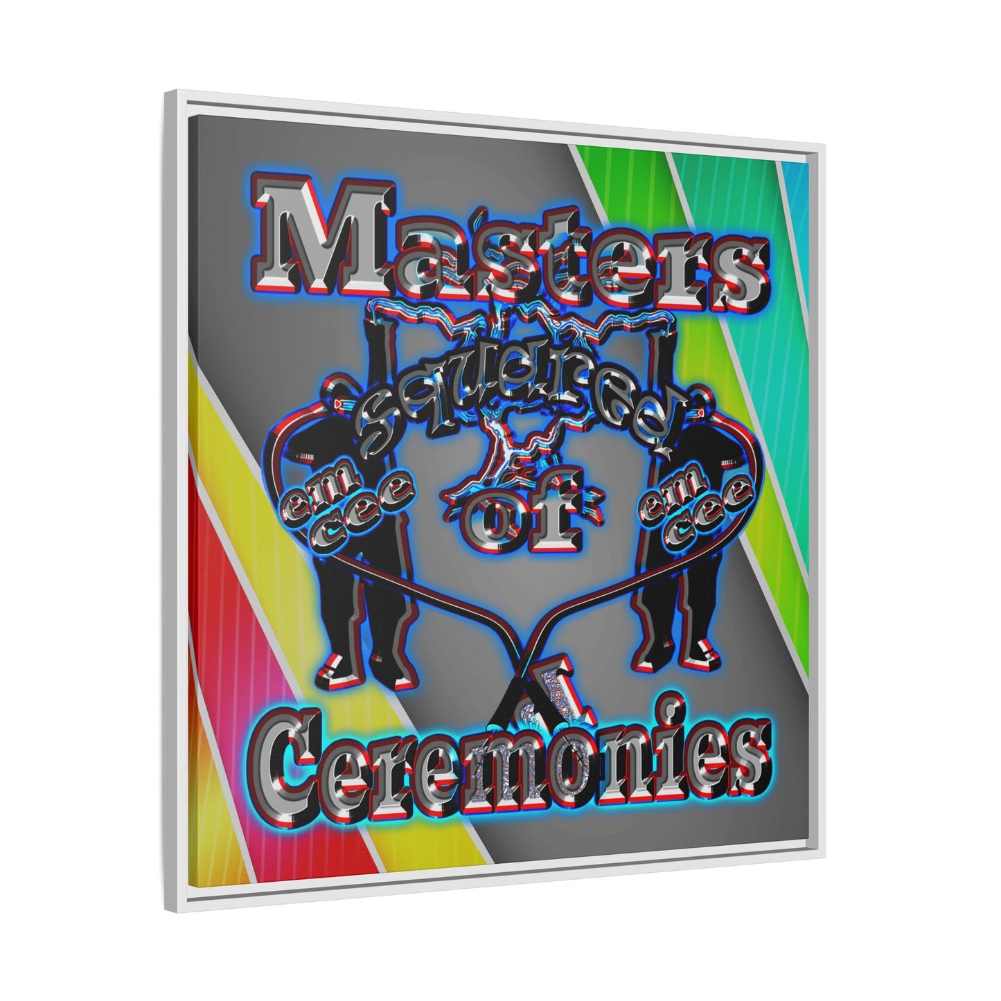 em cee squared - framed canvas art (rainbow split)