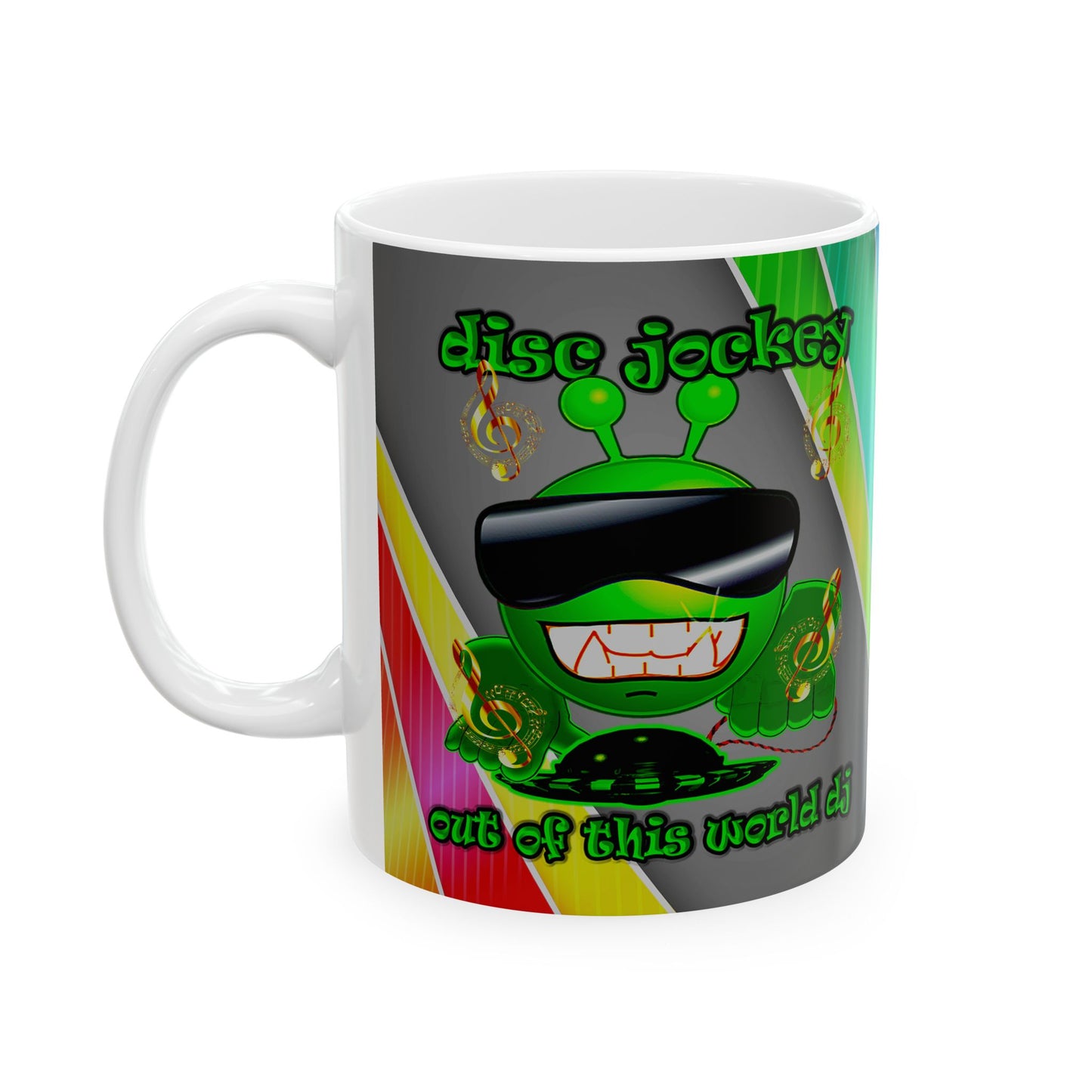 disc jockey - White Mug (rainbow split)