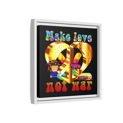 love peace - framed canvas art (black)