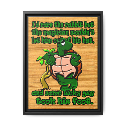 turtle race - framed canvas art (butterscotch wood finish)