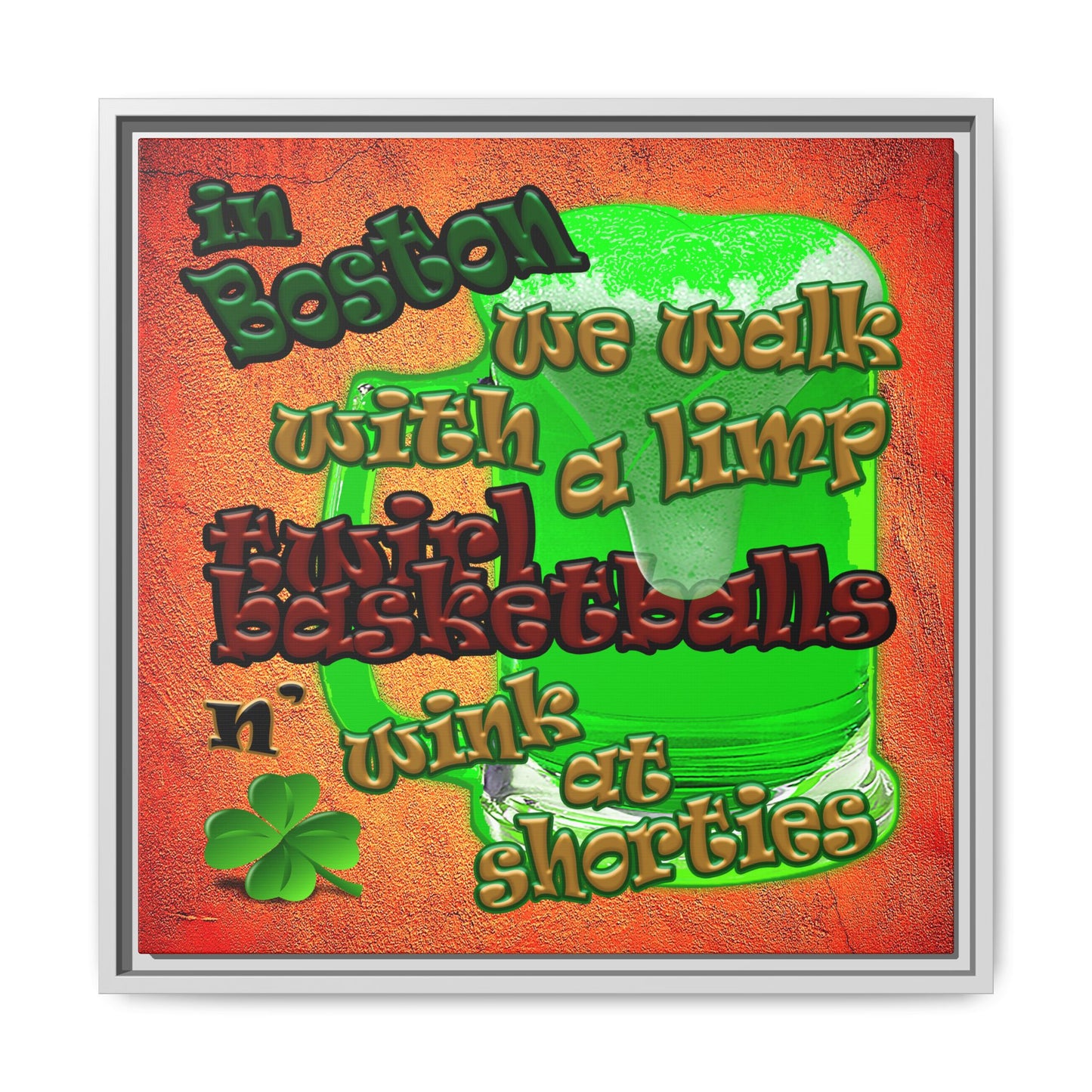 celtics logo - framed canvas art (burnt orange)