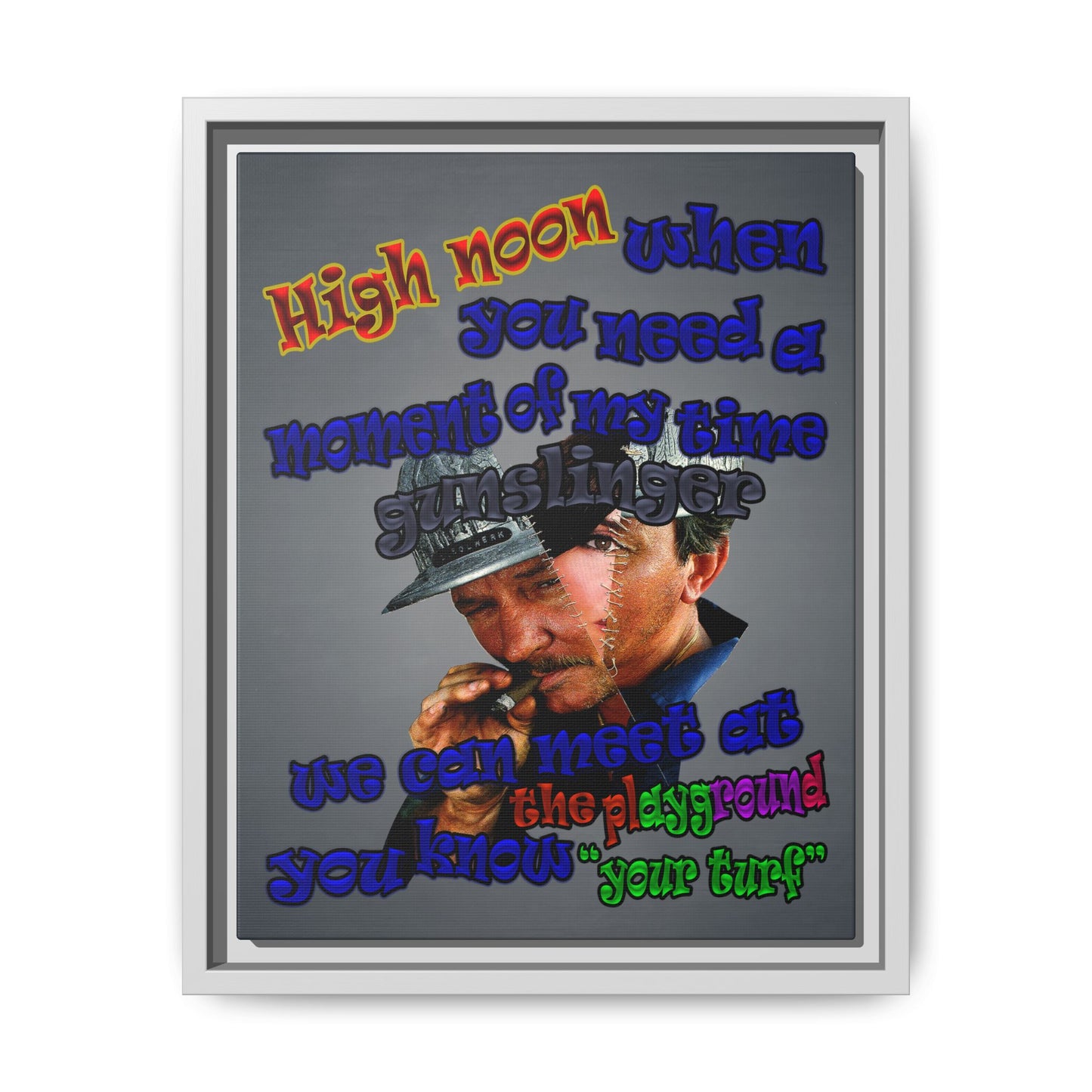 high noon - framed canvas art (grey-light grey)
