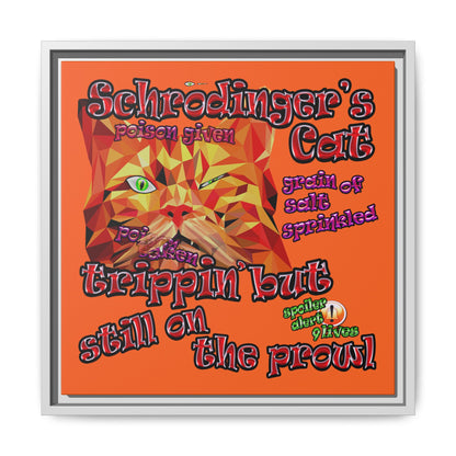 schrodinger's cat - framed canvas art (orange)