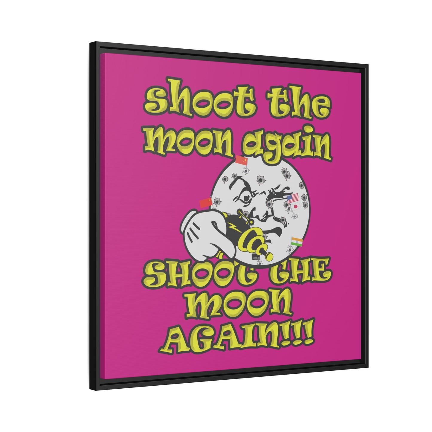 shoot the moon again - framed canvas art (pink)