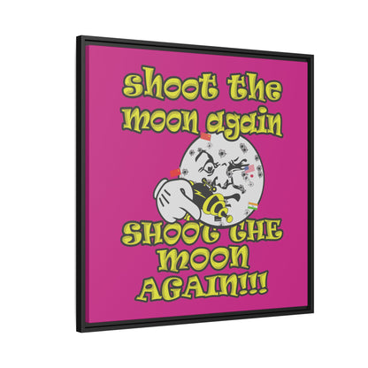 shoot the moon again - framed canvas art (pink)