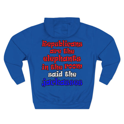 donkeys and elephants - Three-Panel Fleece Hoodie