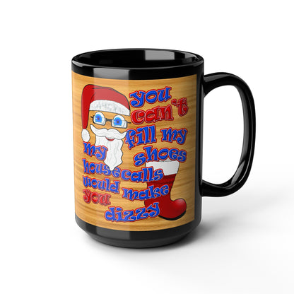 santa's shoes - Black Mug (butterscotch wood finish)