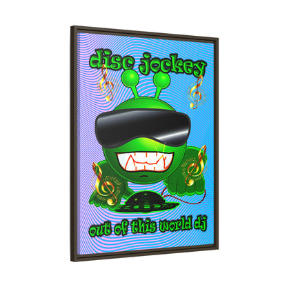 disc jockey - framed canvas art (light blue-purple wave)