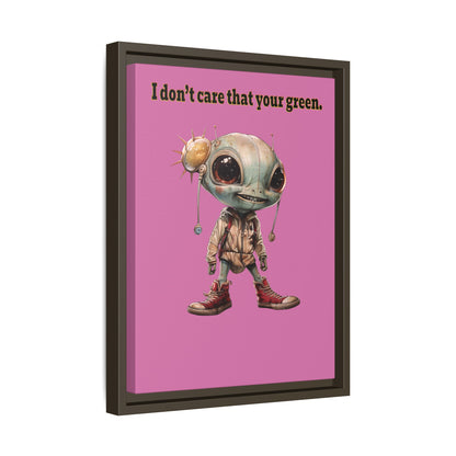 I don't care that your green - framed canvas art (light pink)