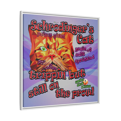 schrodinger's cat - framed canvas art (light blue-pink wave)
