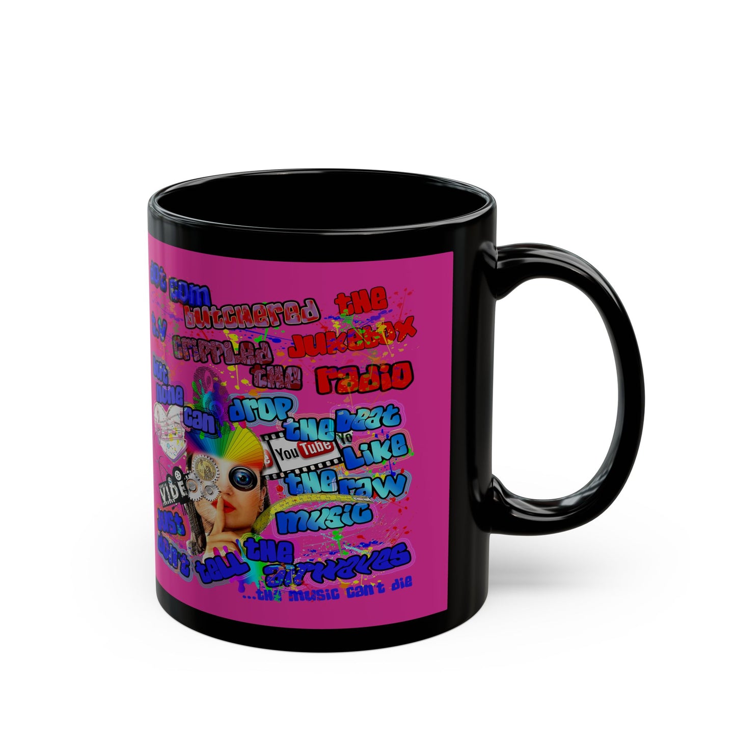 drop the beat - Black Mug (pink)
