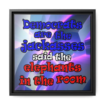 donkeys and elephants - framed canvas art (grey-pink wave)