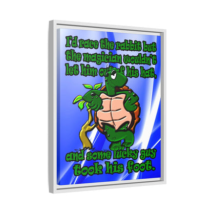 turtle race - framed canvas art (blue-white wave)