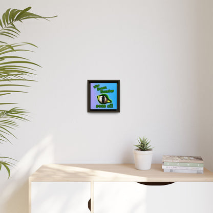 green monster - framed canvas art (light blue-purple wave)
