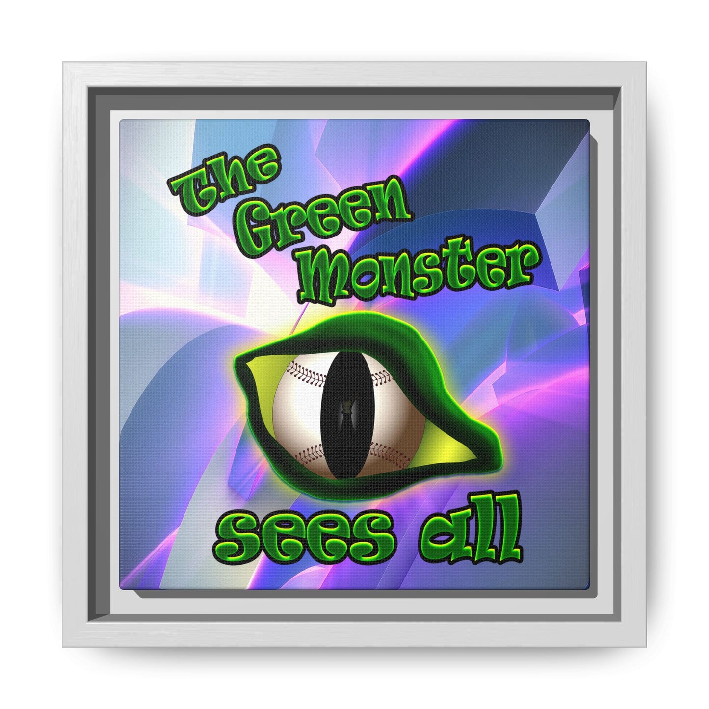 green monster - framed canvas art (grey-pink wave)