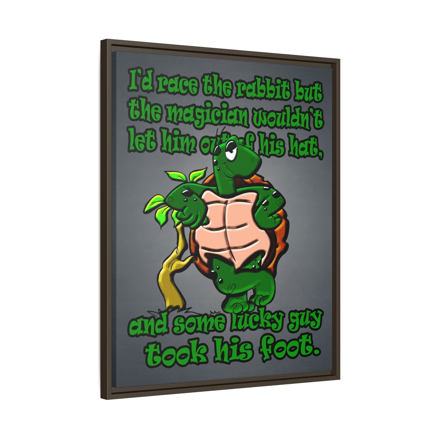 turtle race - framed canvas art (grey-light grey)