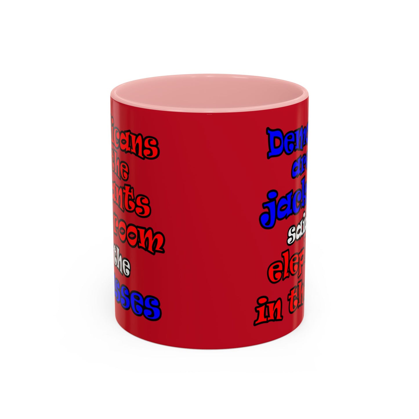 donkeys and elephants - Accent Mug (dark red)