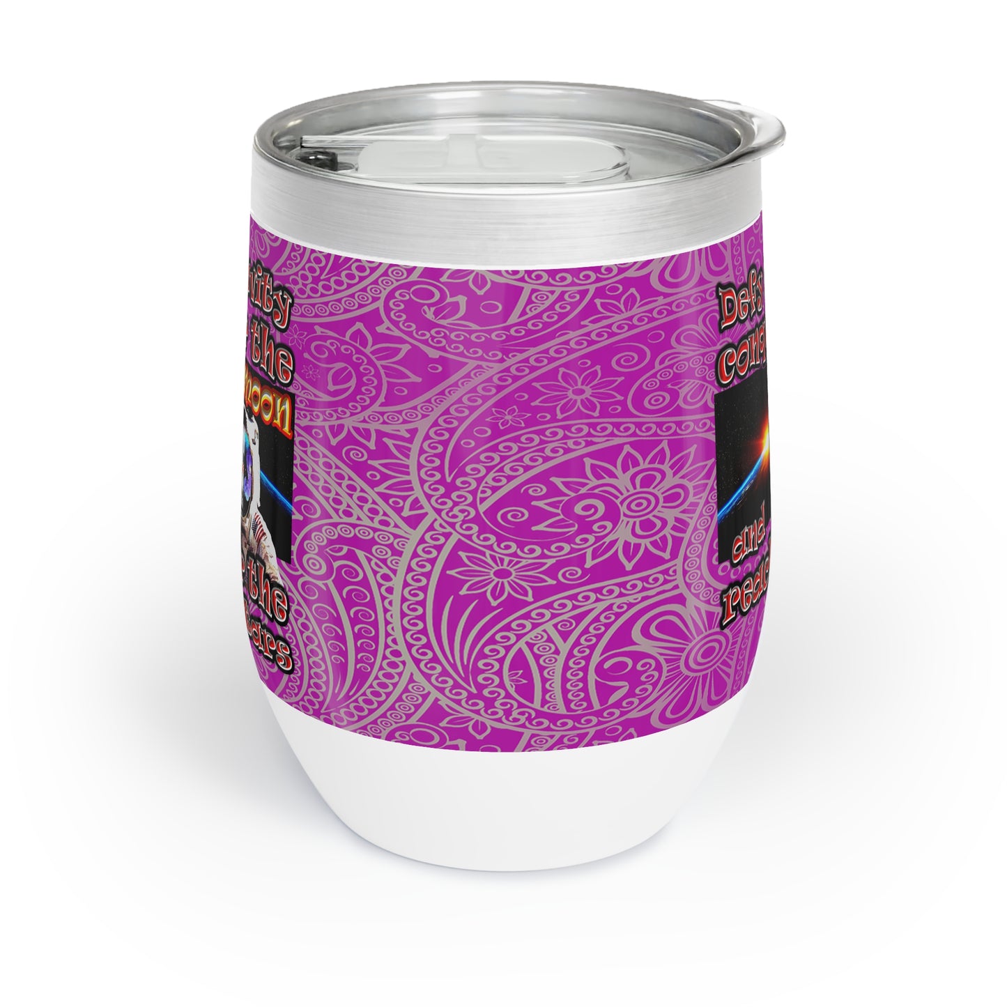 defy conquer reach - Chill Wine Tumbler (pink swirl)