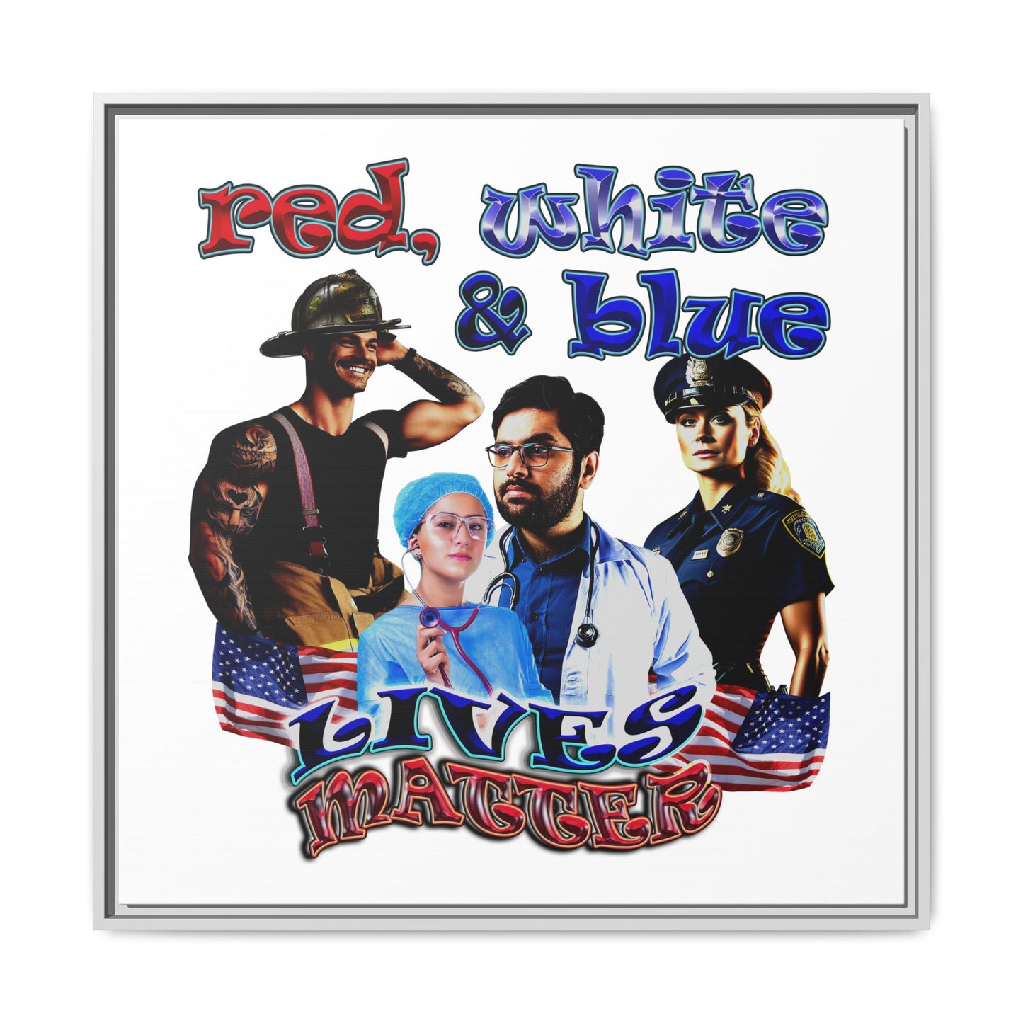 rw&b lives matter - framed canvas art (white)