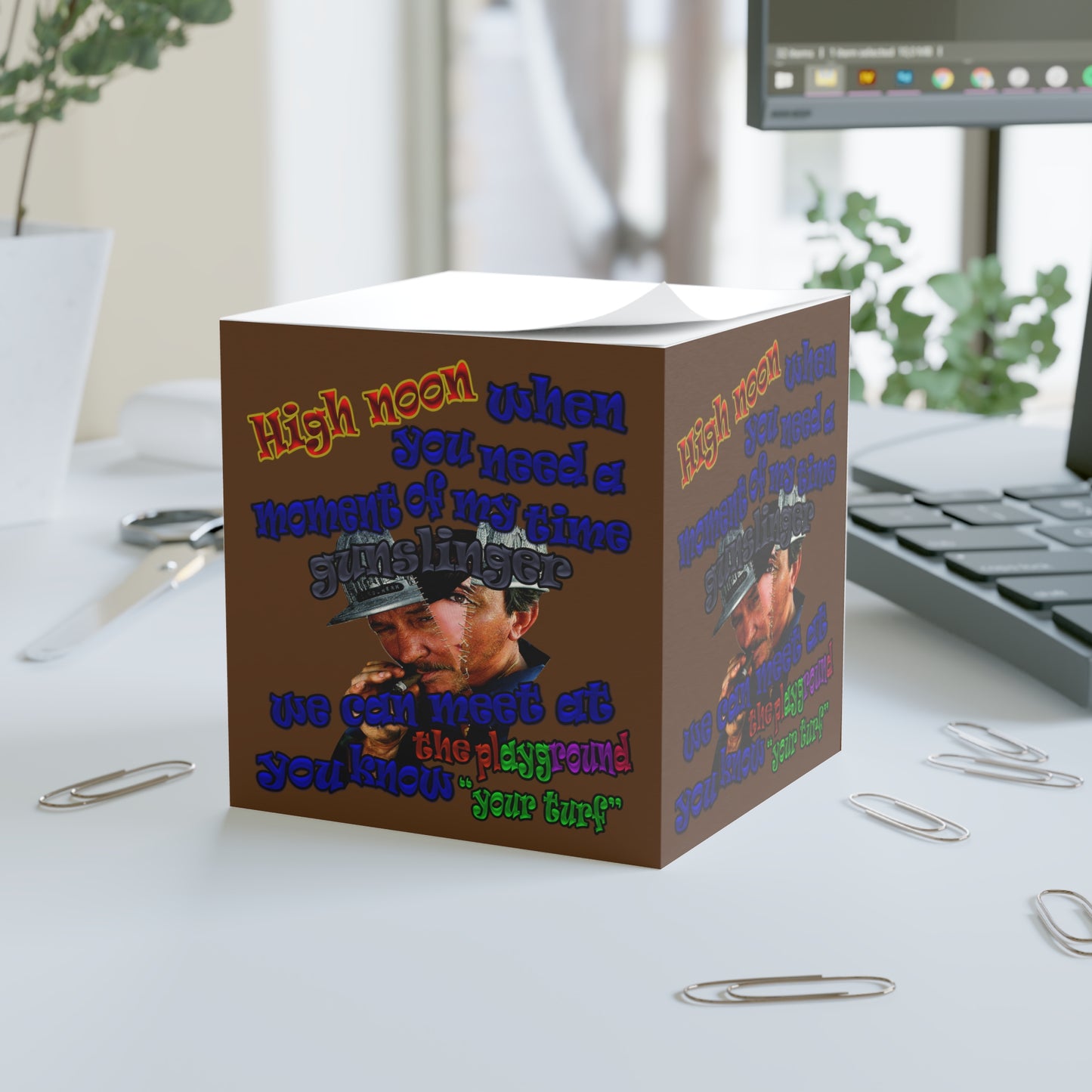 high noon - note cube (brown)