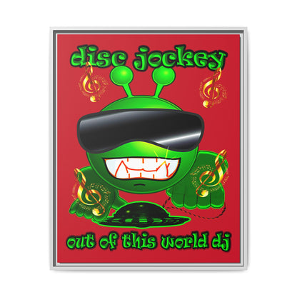 disc jockey - framed canvas art (dark red)