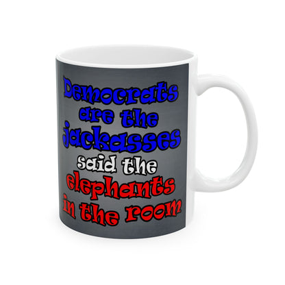 donkeys and elephants - White Mug (grey-light grey)