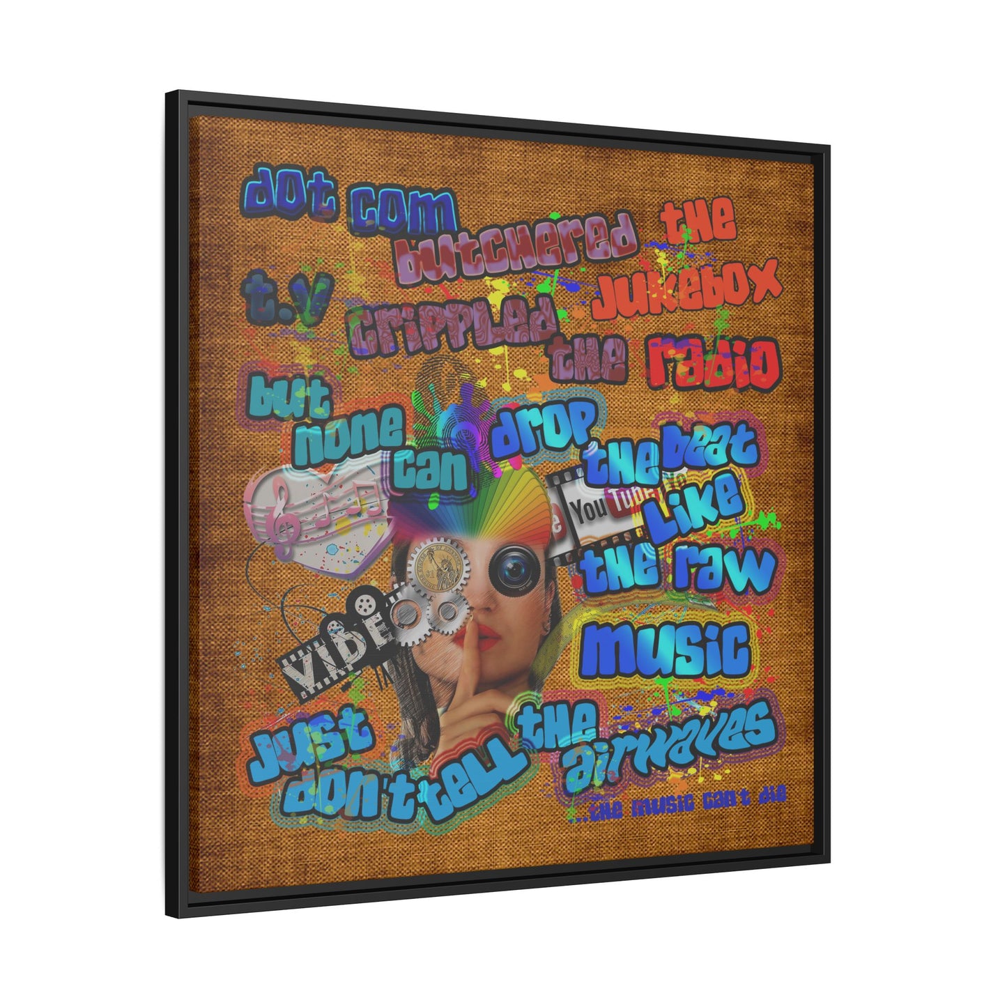 drop the beat - framed canvas art (brown papyrus)