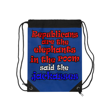 donkeys and elephants - Drawstring Bag (dark blue)