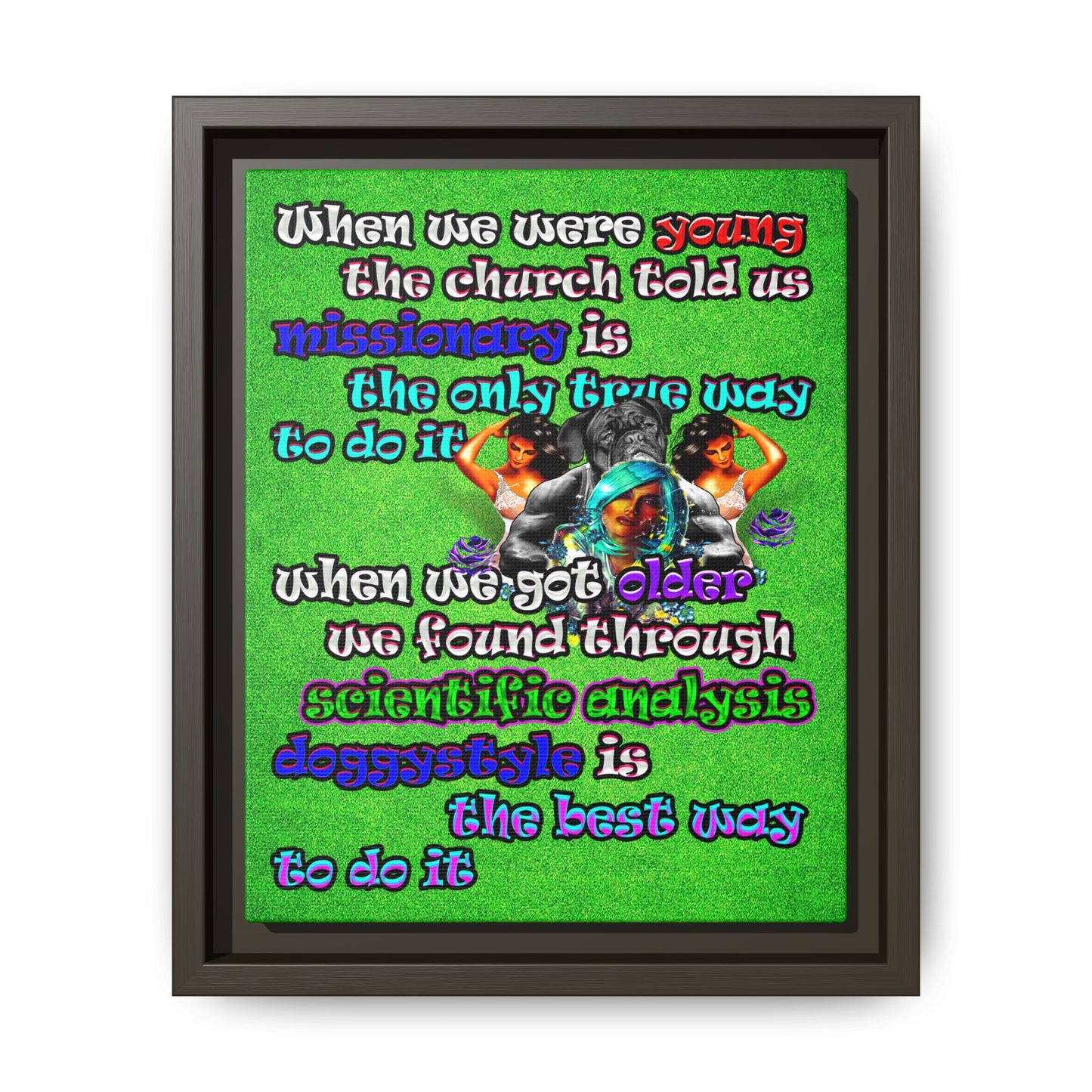 doggystyle - framed canvas art (green turf)