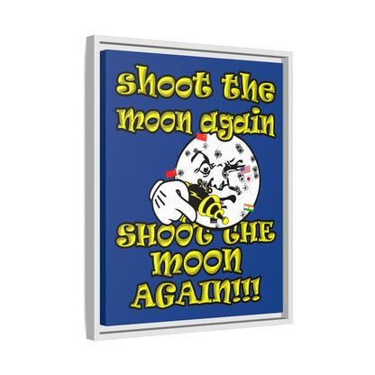 shoot the moon again - framed canvas art (dark blue)