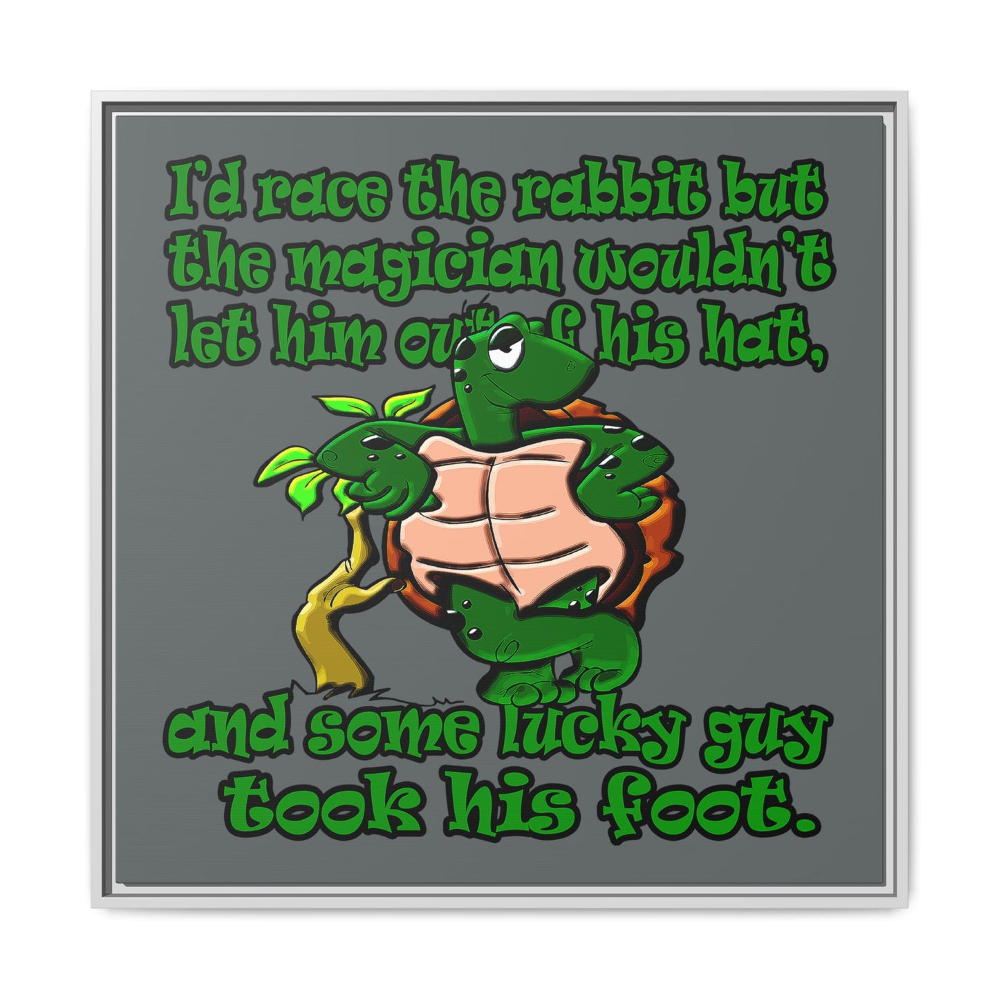 turtle race - framed canvas art (dark grey)