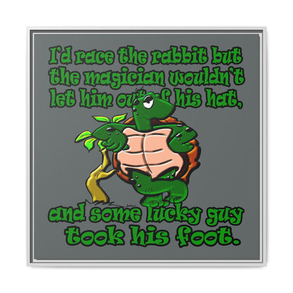 turtle race - framed canvas art (dark grey)